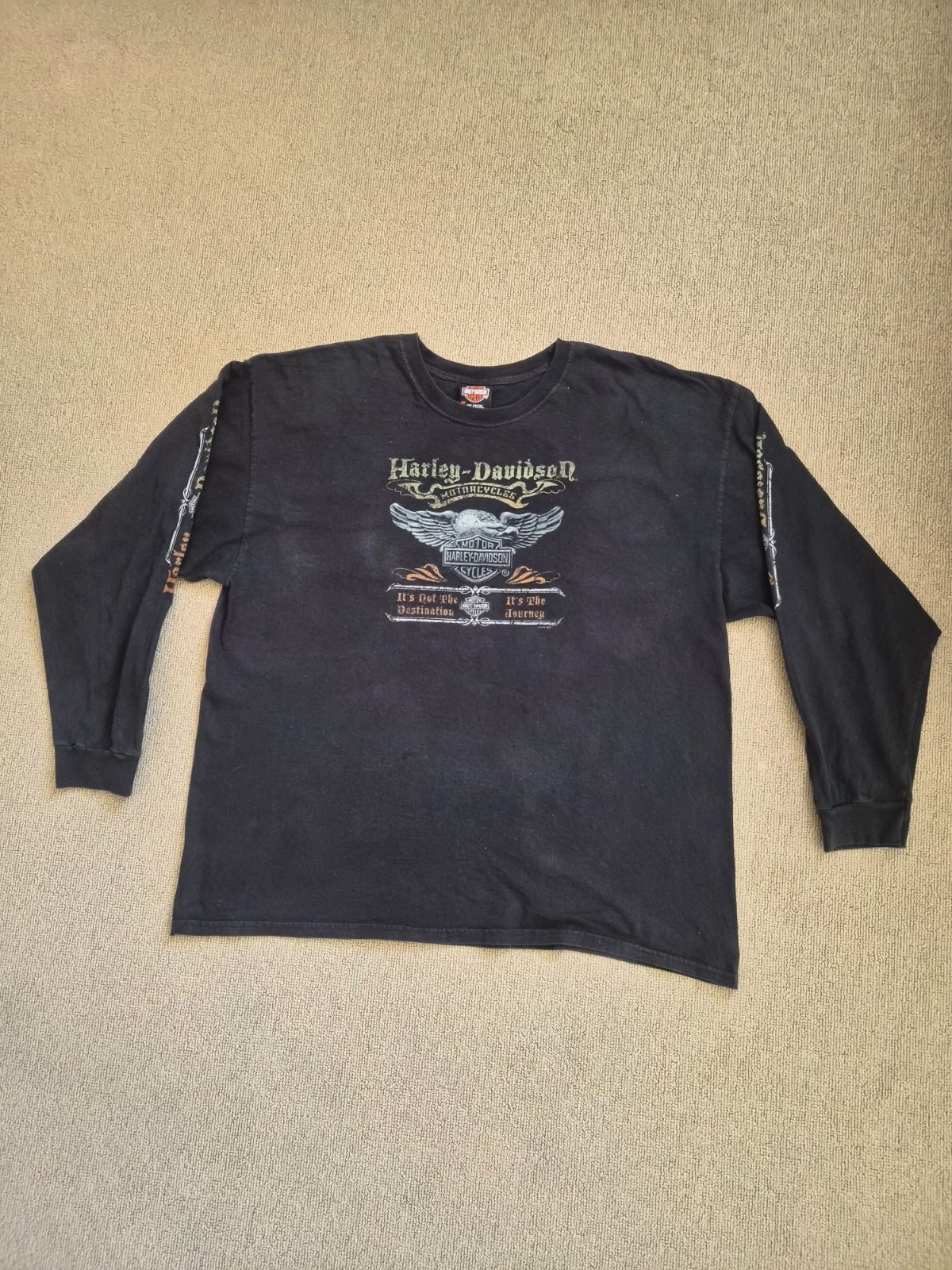 Vintage Harley Davidson Long Sleeve Shirt 2XL Eagle Effingham IL Black 2000s