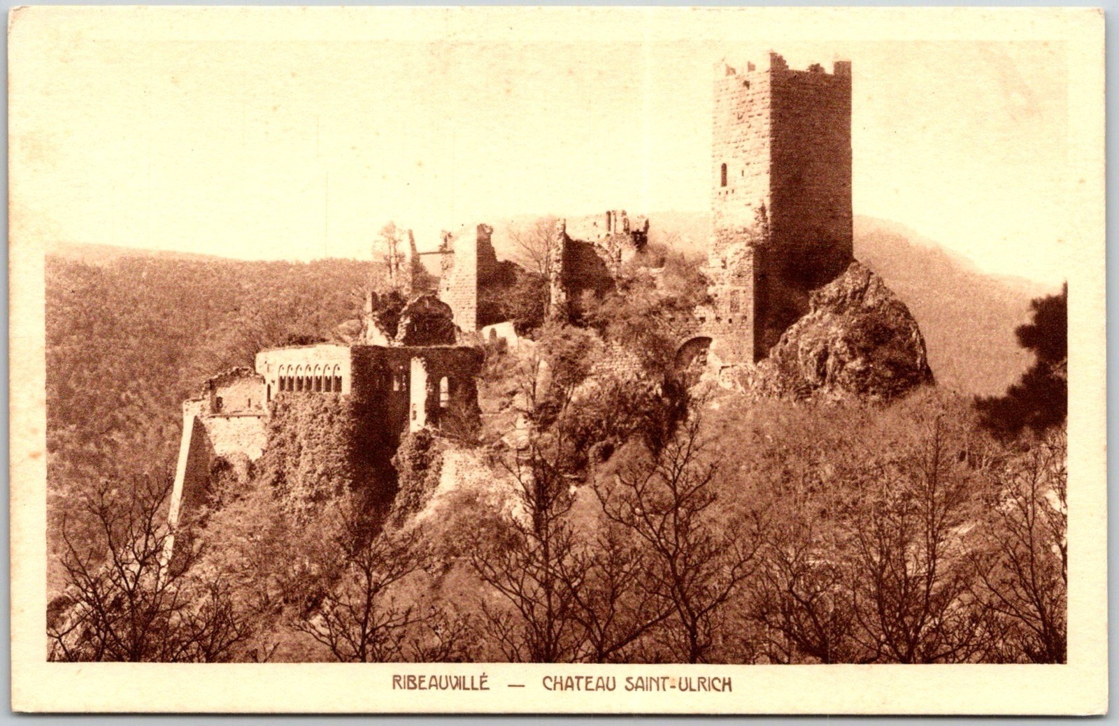 Chateau Saint Ulrich Ruins Ribeauville France Unposted Postcard