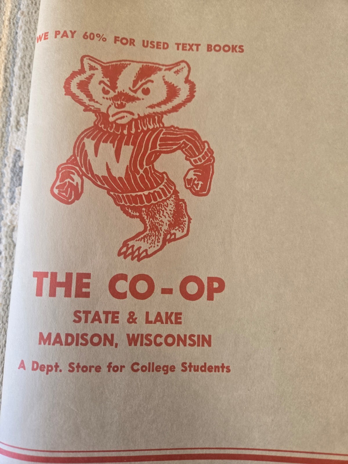 Vintage late 1940's Paper Book Covers Univ. Wisconsin Co-Op, Bookstore, Madison