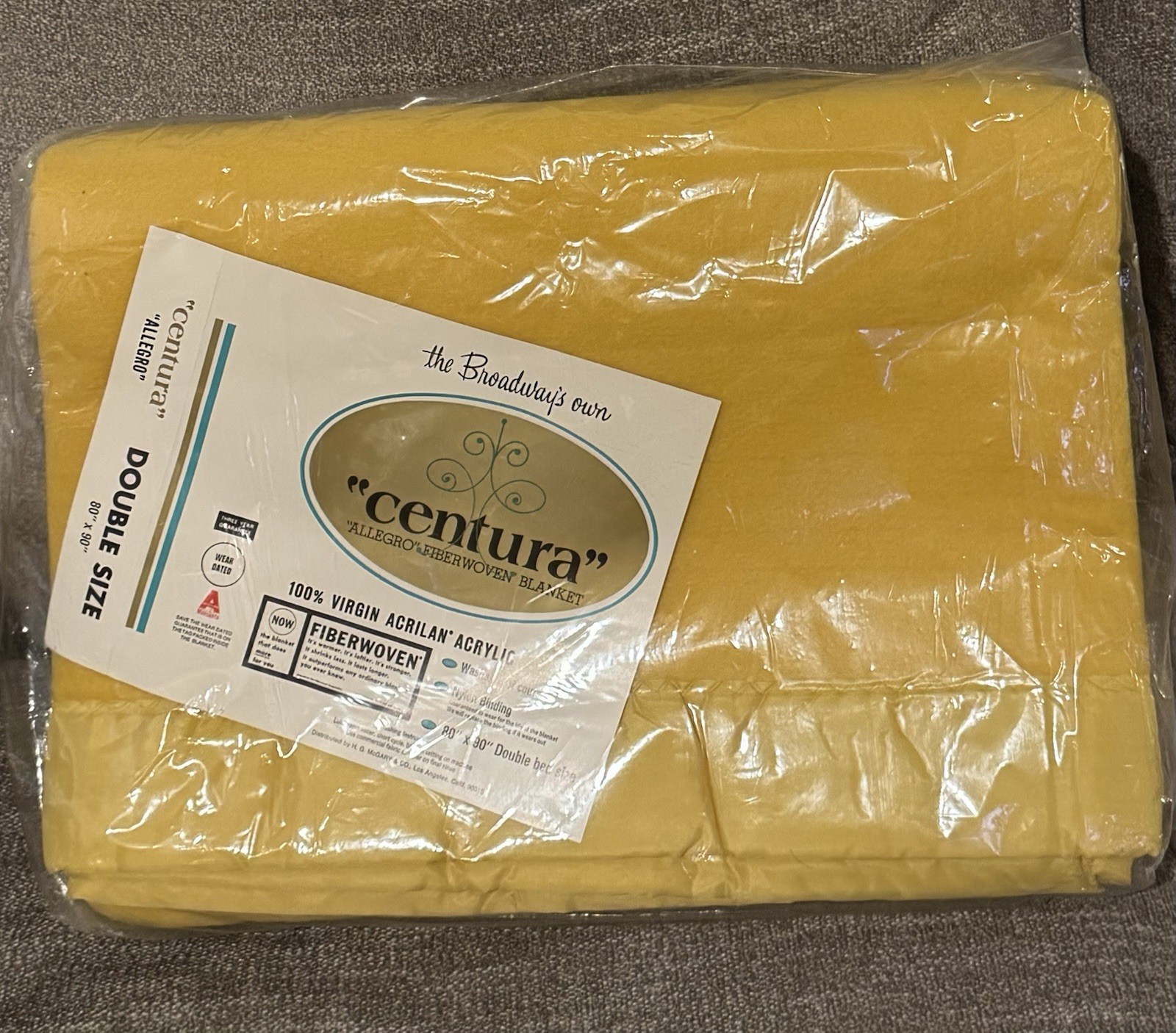 Vintage Mid Century Yellow Blanket 108 X 90 King Size New
