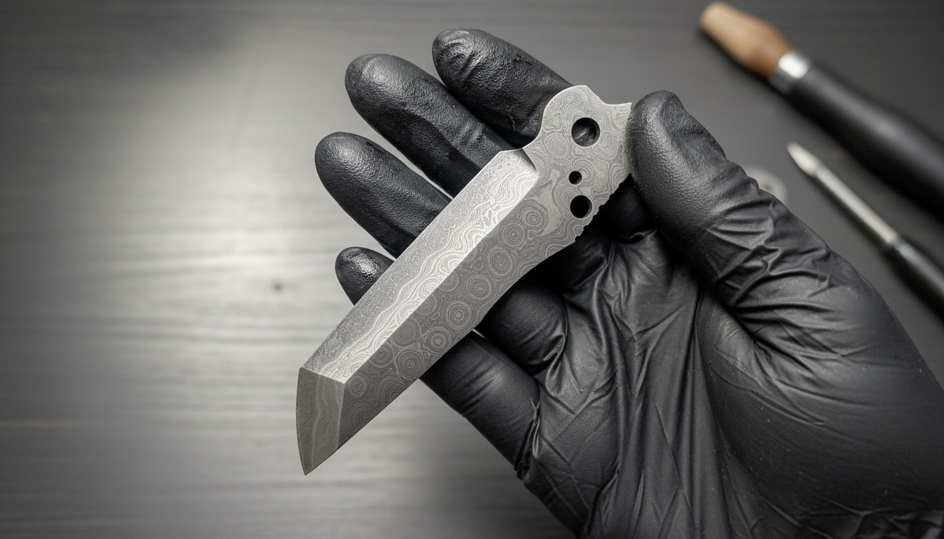 Chris Reeve Umnumzaan Damascus Tanto Blade Upgrade su mai  (Rain Drop Pattern)