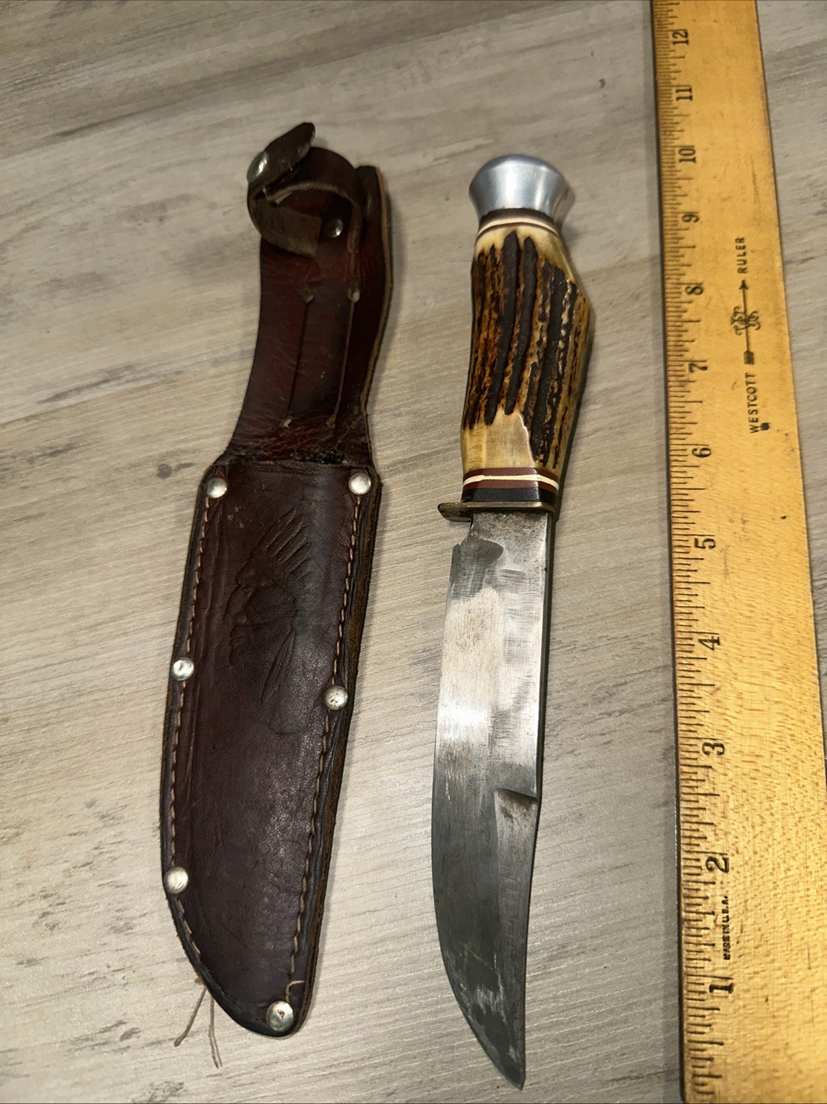 Vintage R.J. Richter Fixed Blade Knife & Leather Sheath. Solingen Germany