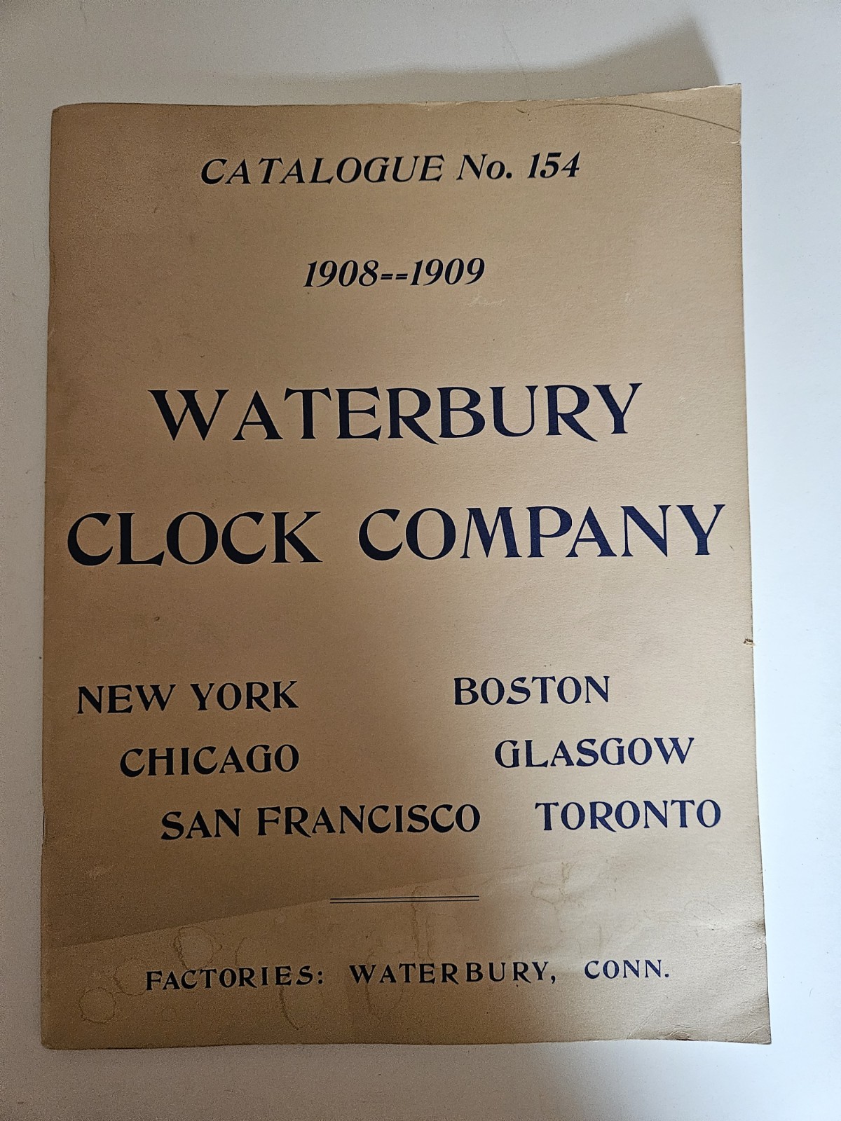 Waterbury Clock Company Catalogue 154, 1908-1909