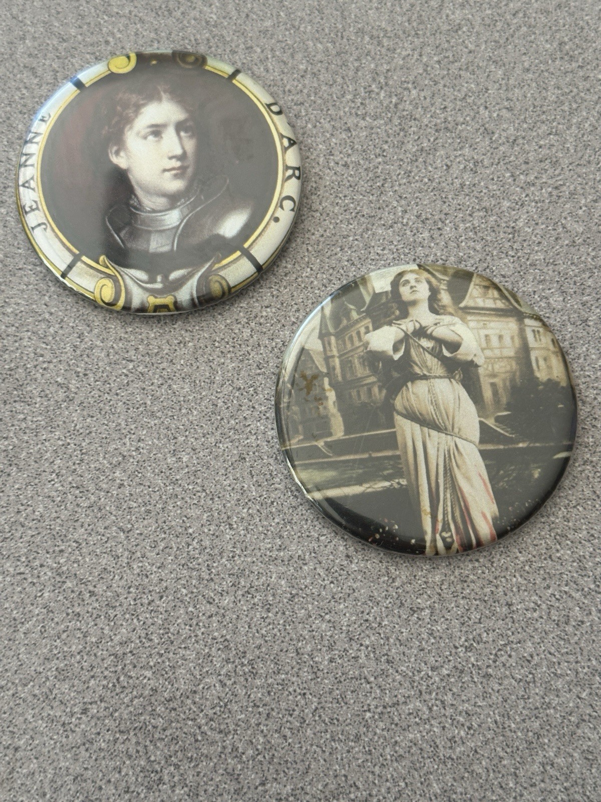 Set of 2 Unique Joan of Arc Magnets OOAK Custom Made History France Strong Woman
