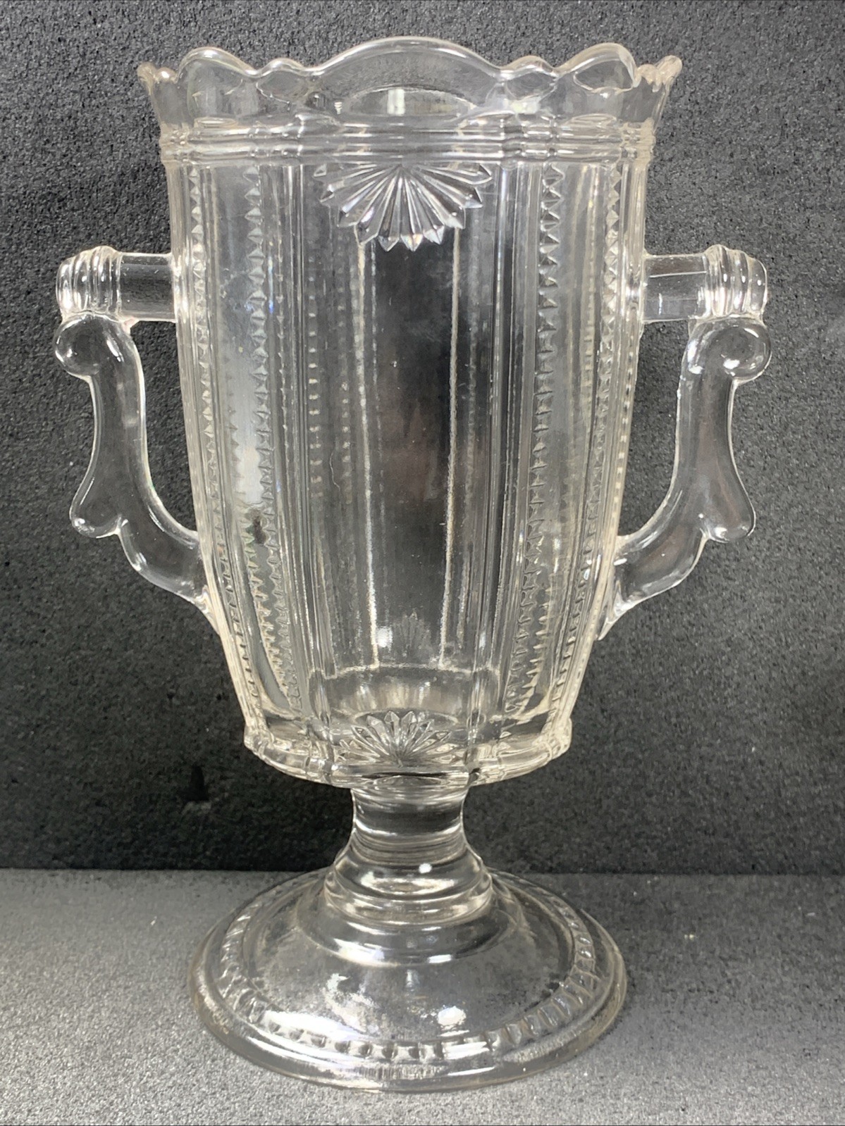 Riverside Paneled Clear EAPG Celery Vase, Antique (1880’S)Beautiful 7 1/4” Tall