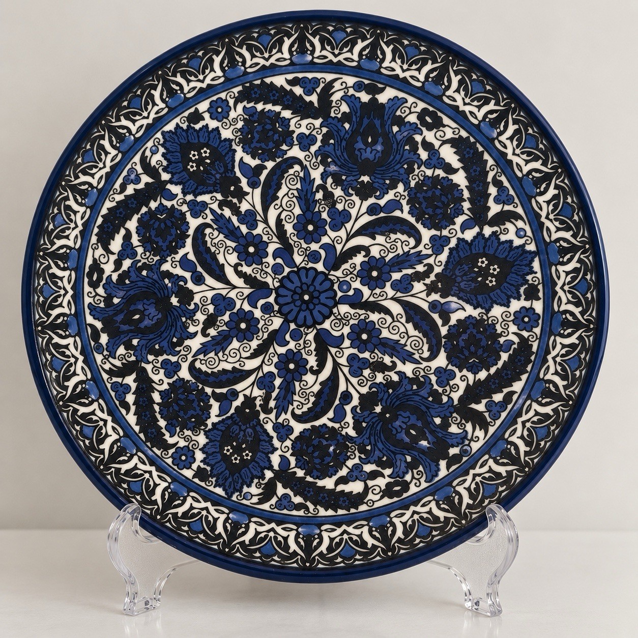Vintage Hand Painted Blue White Ceramic Porcelain Plate Decorative Wall Hanging