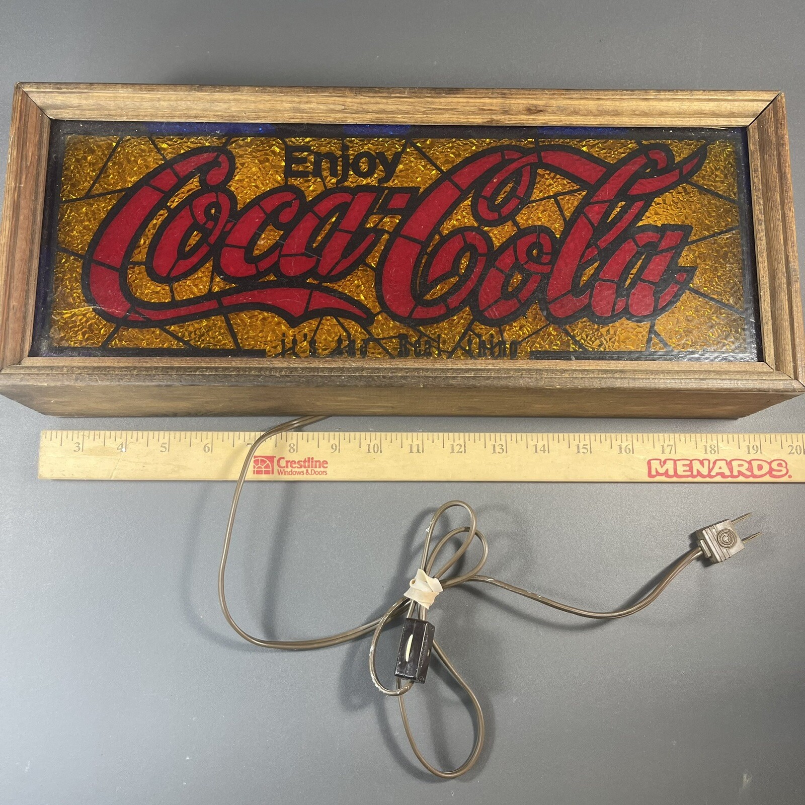 VINTAGE 1970\'s COCA-COLA MANTEL BAR LIGHT Tested The RARE Gold With Red Script