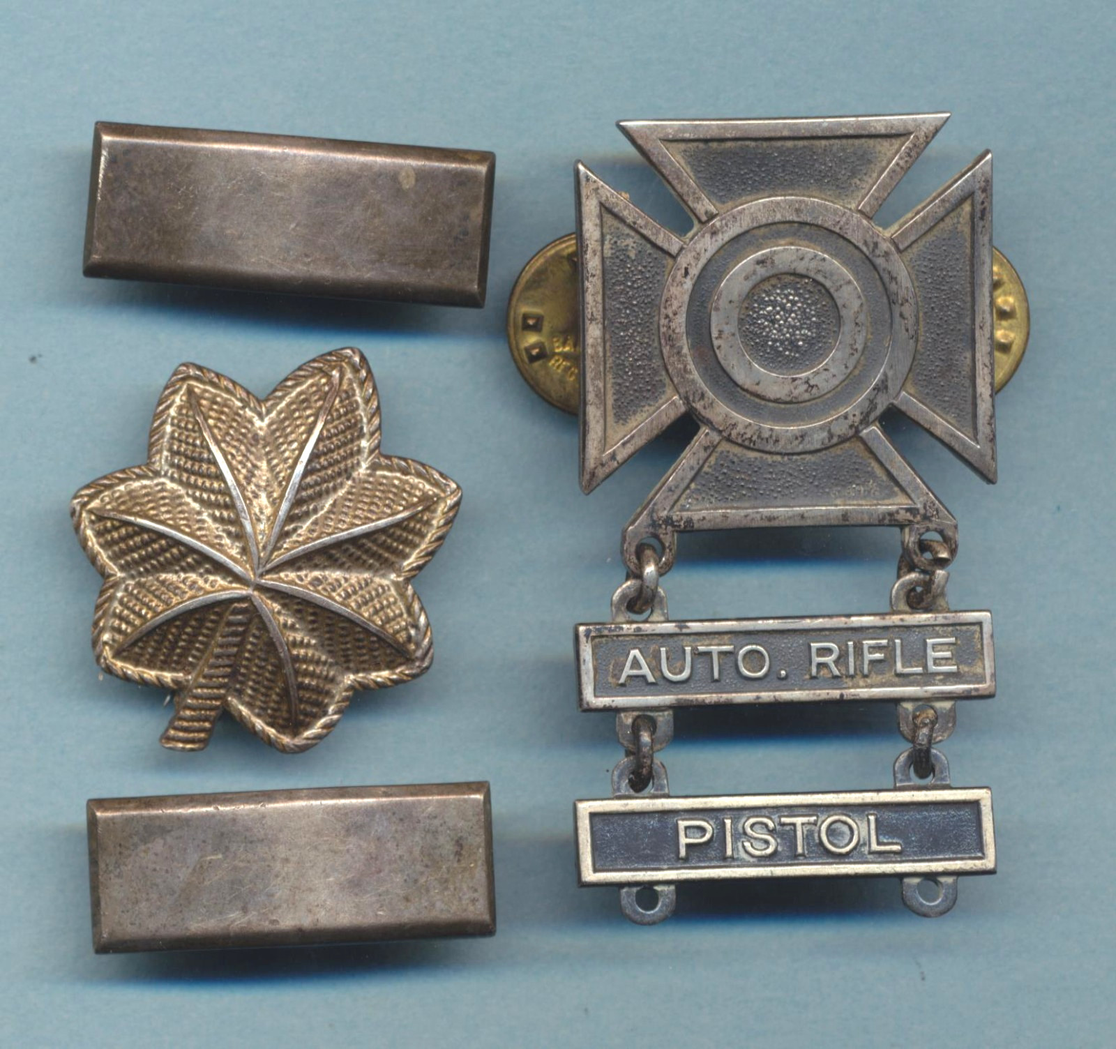 Vintage Sterling WWII LOT Lieutenants Bars, Marksmen, Major Pin, 32 Grams