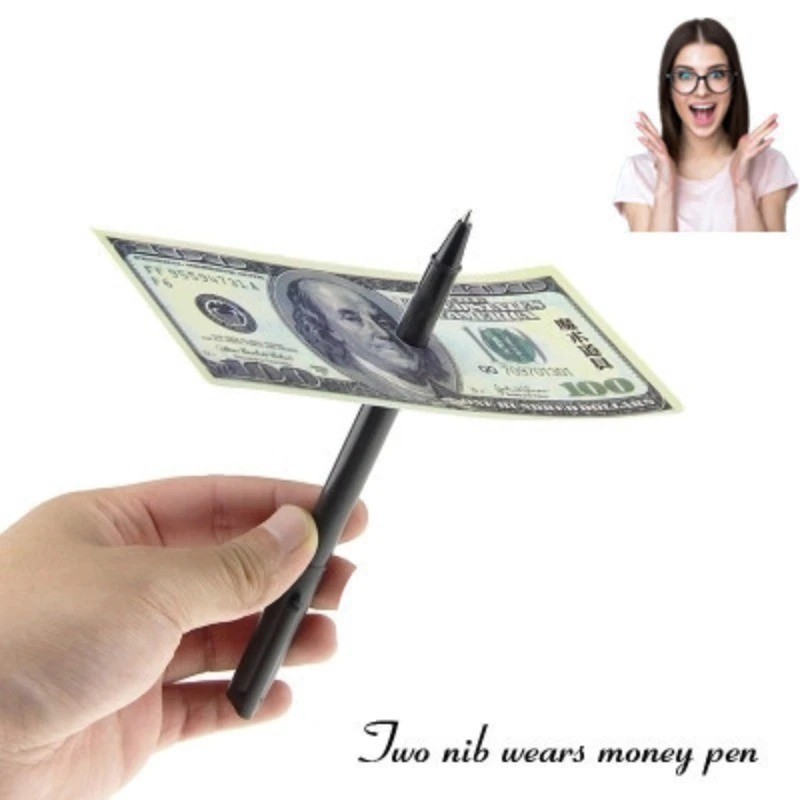 New Magic Trick Mystery Pen Through Dollar Bill Street Magician's Props