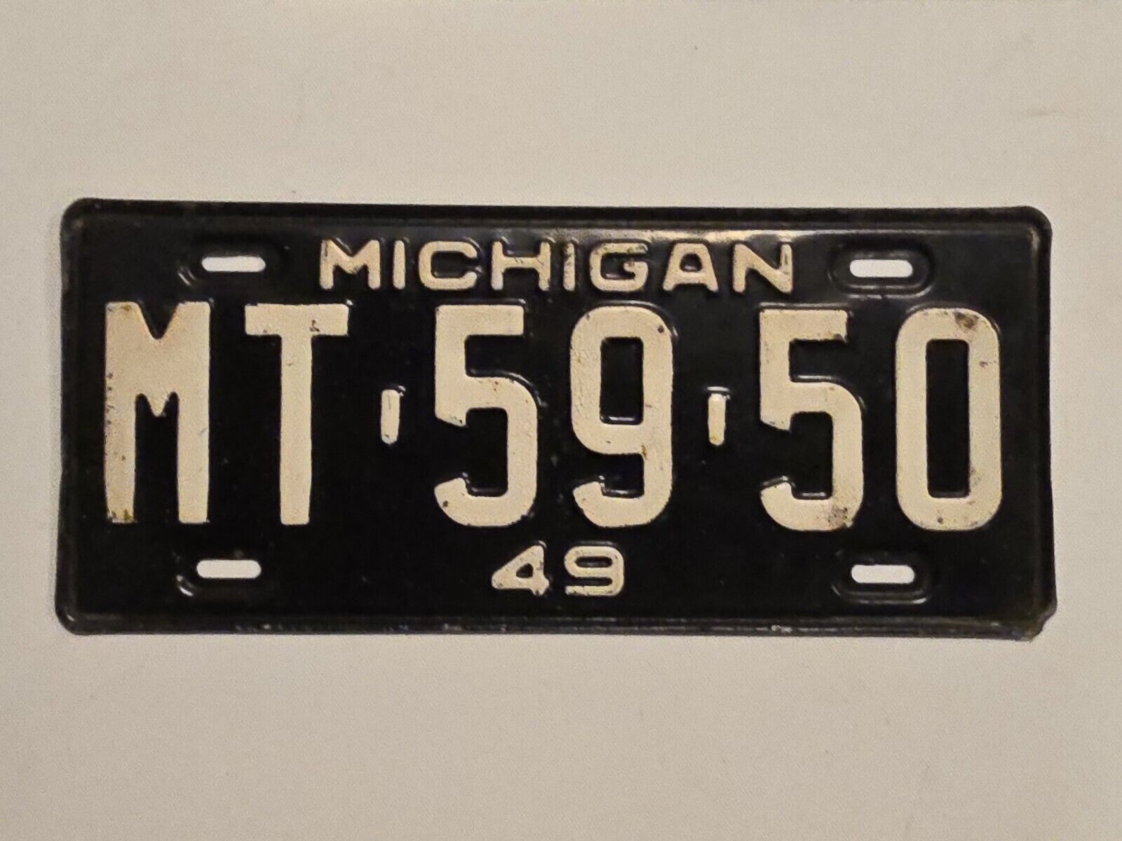 1949 Michigan License Plate # MT-59-50 Original-Vintage-Decor-Man Cave