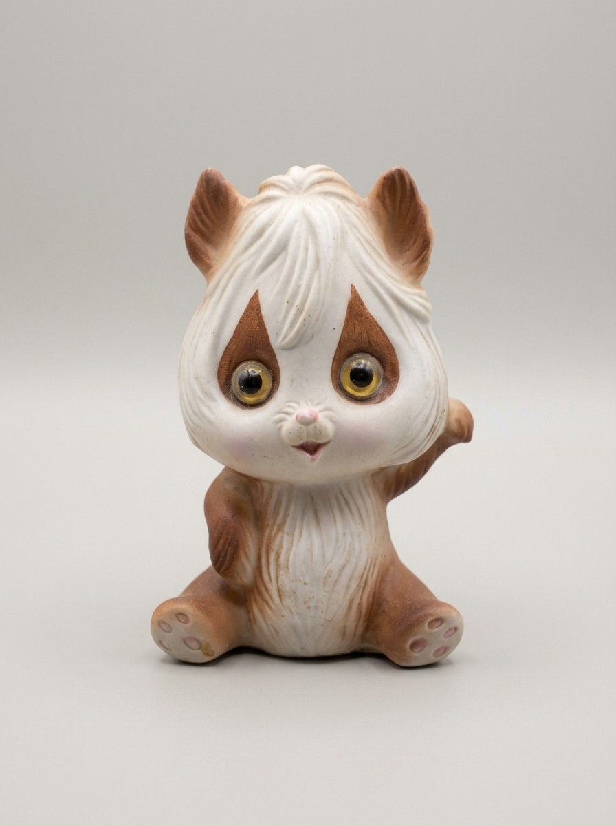Vintage Kitsch Big-Eye Animal Ceramic Figurine – Made in Japan MCM Retro