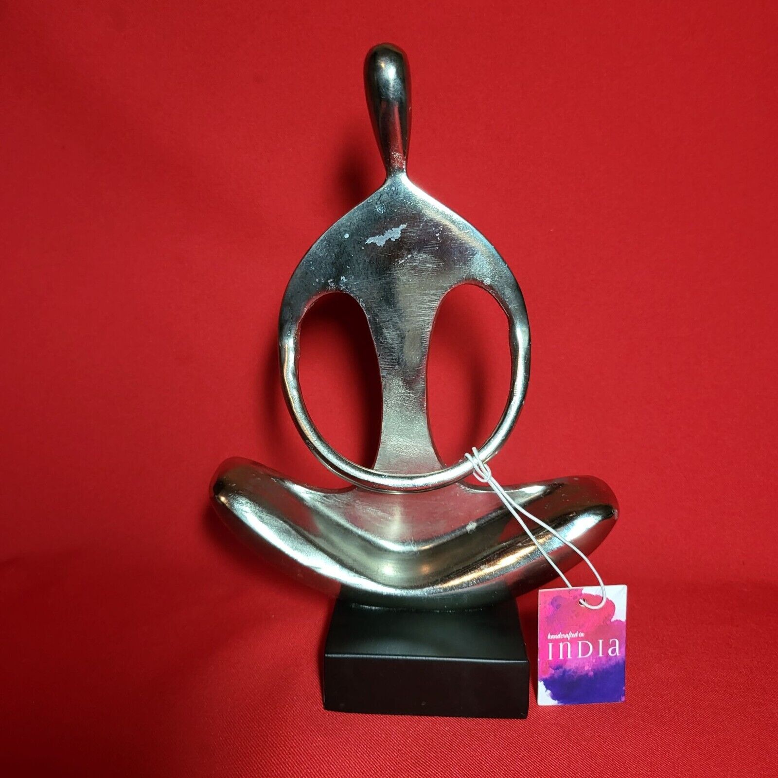 Zen Yoga Arms Down Sculpture Meditation Pose Aluminum Silver Tone Figurine
