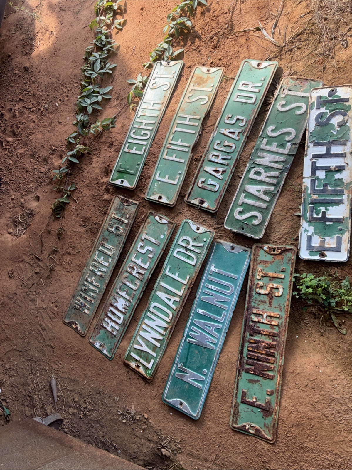 10 Vintage Embossed Heavy steel & Porcelain Retired Street Name Sign 24”x6”