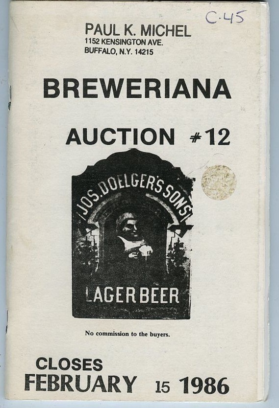 1986 Paul Michel Breweriana Auction # 12 Catalog W/Prices Booklet 