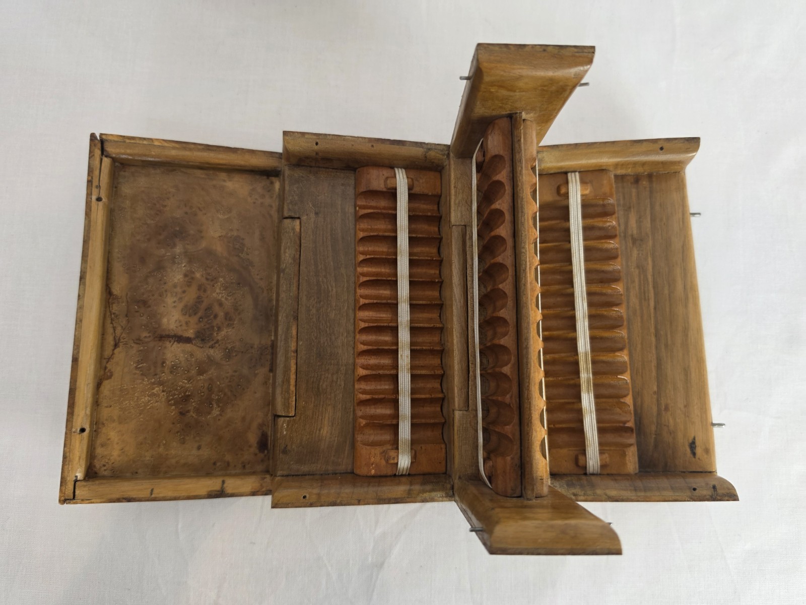 RARE 19th CENTURY VICTORIAN MECHANICAL EXPANDING THUJA BURL CIGAR HUMIDOR BOX
