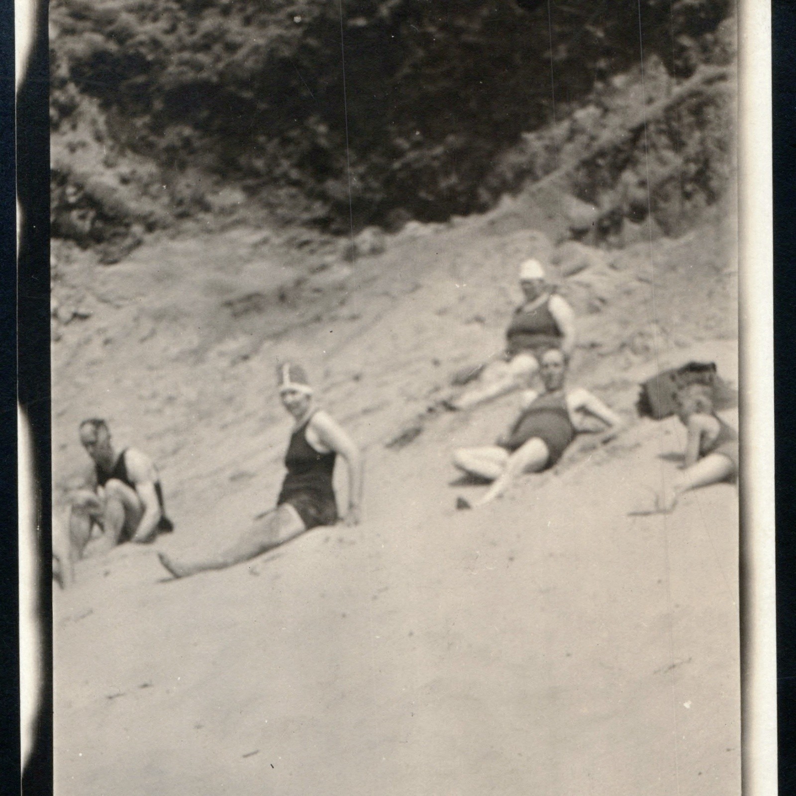 1917 Netarts, OR, RPPC Sand Dune Beach Swimsuits Bottomleys Claytons Tillamook