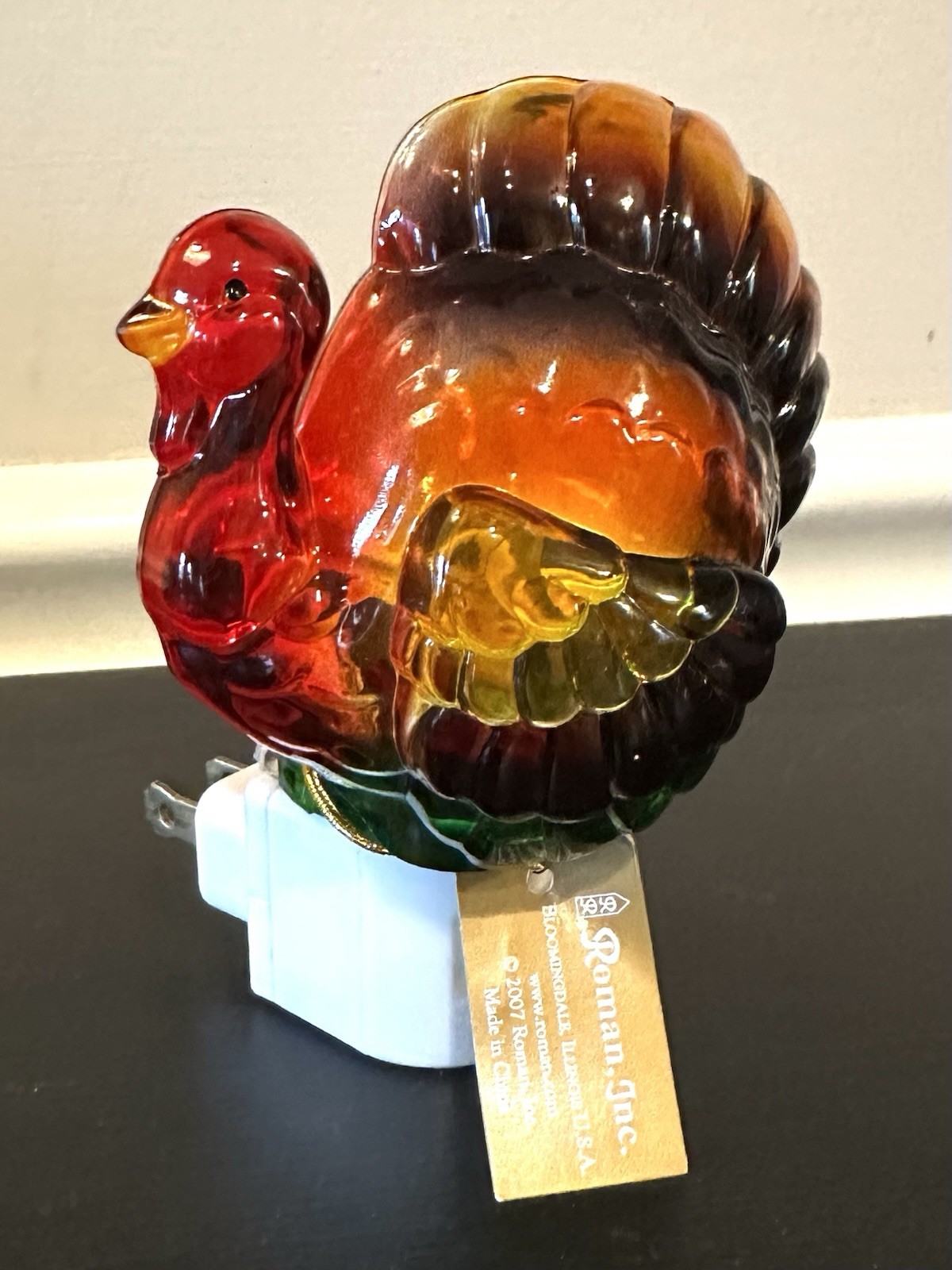 NWT 2007 Vintage Turkey Thanksgiving Night Light Gobble Gobble Fall