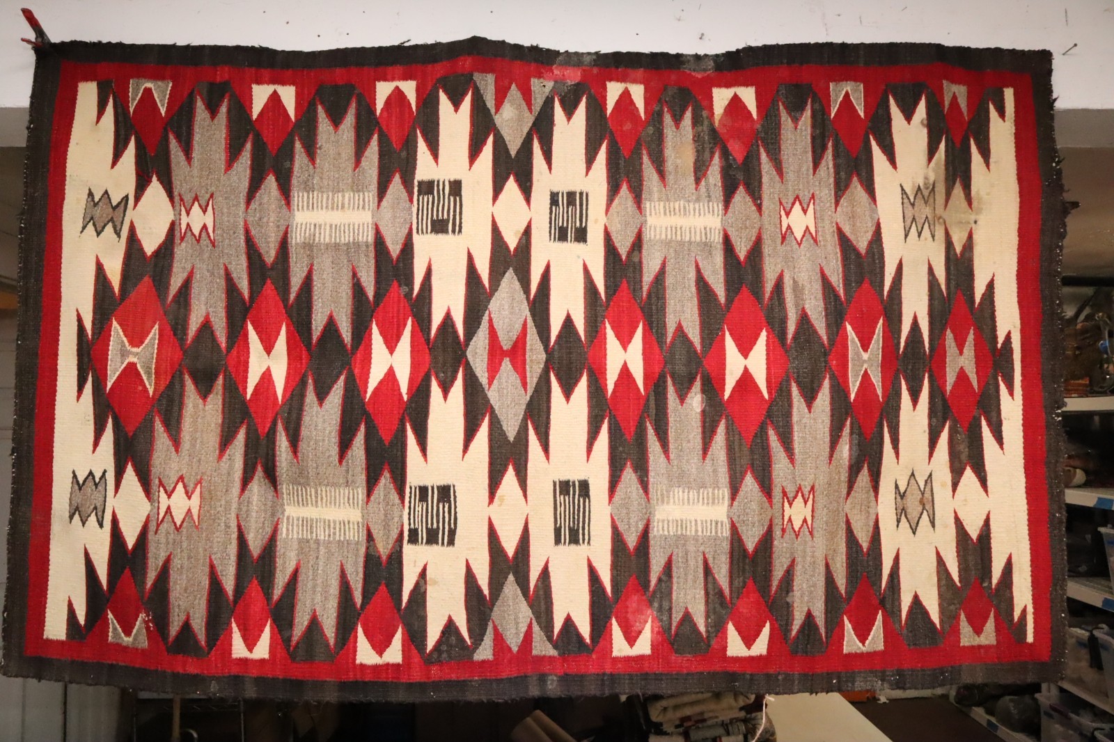 ATQ Navajo Rug LARGE Crystal Native American 76”x47” Eye Dazzler Weaving Textile