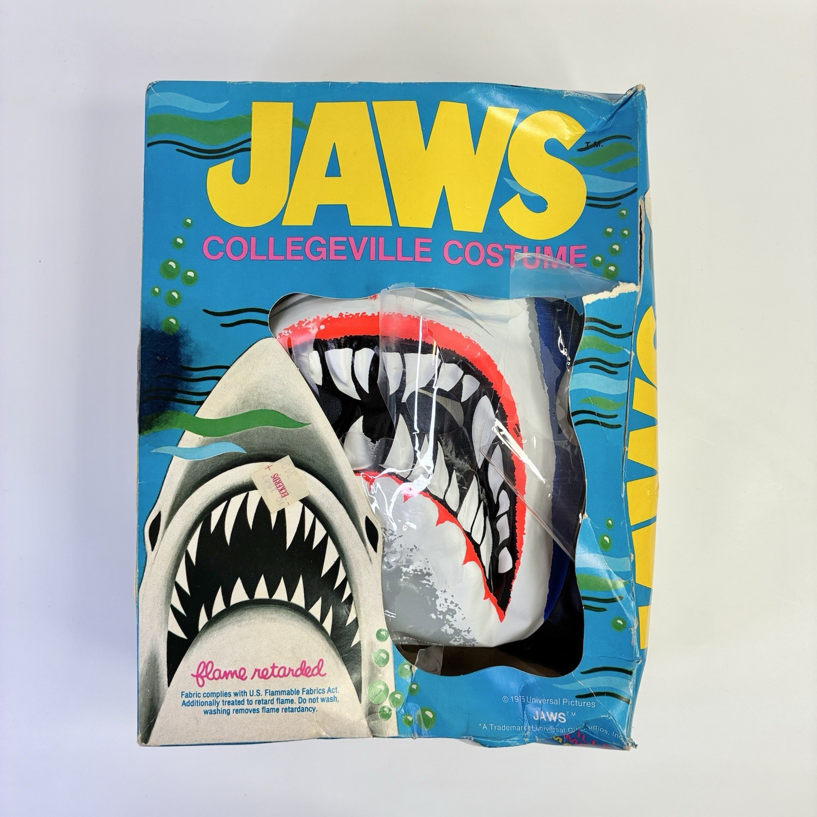 Vintage 1975 Collegeville Costume Jaws Mask Halloween Made In The USA 70s *READ*