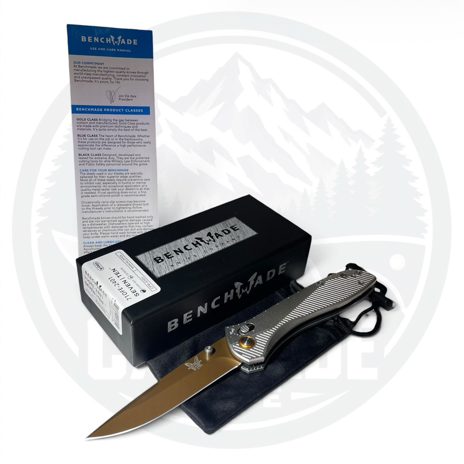 Benchmade 710FE-2401 Seven Ten CPM-S30V Silver / FDE USA Made Folding Knife Axis