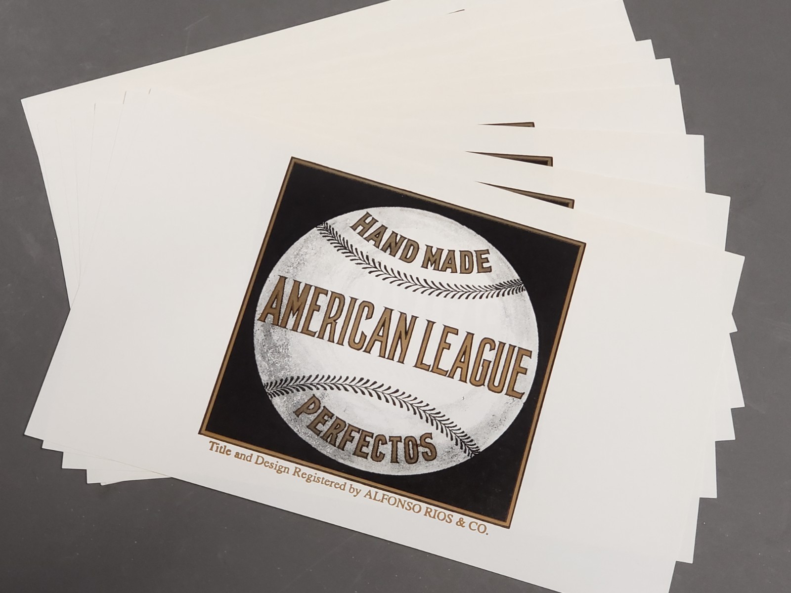 Vtg Lot of 10 Early 1900s Cigar Box Labels - American League Perfectos -Baseball
