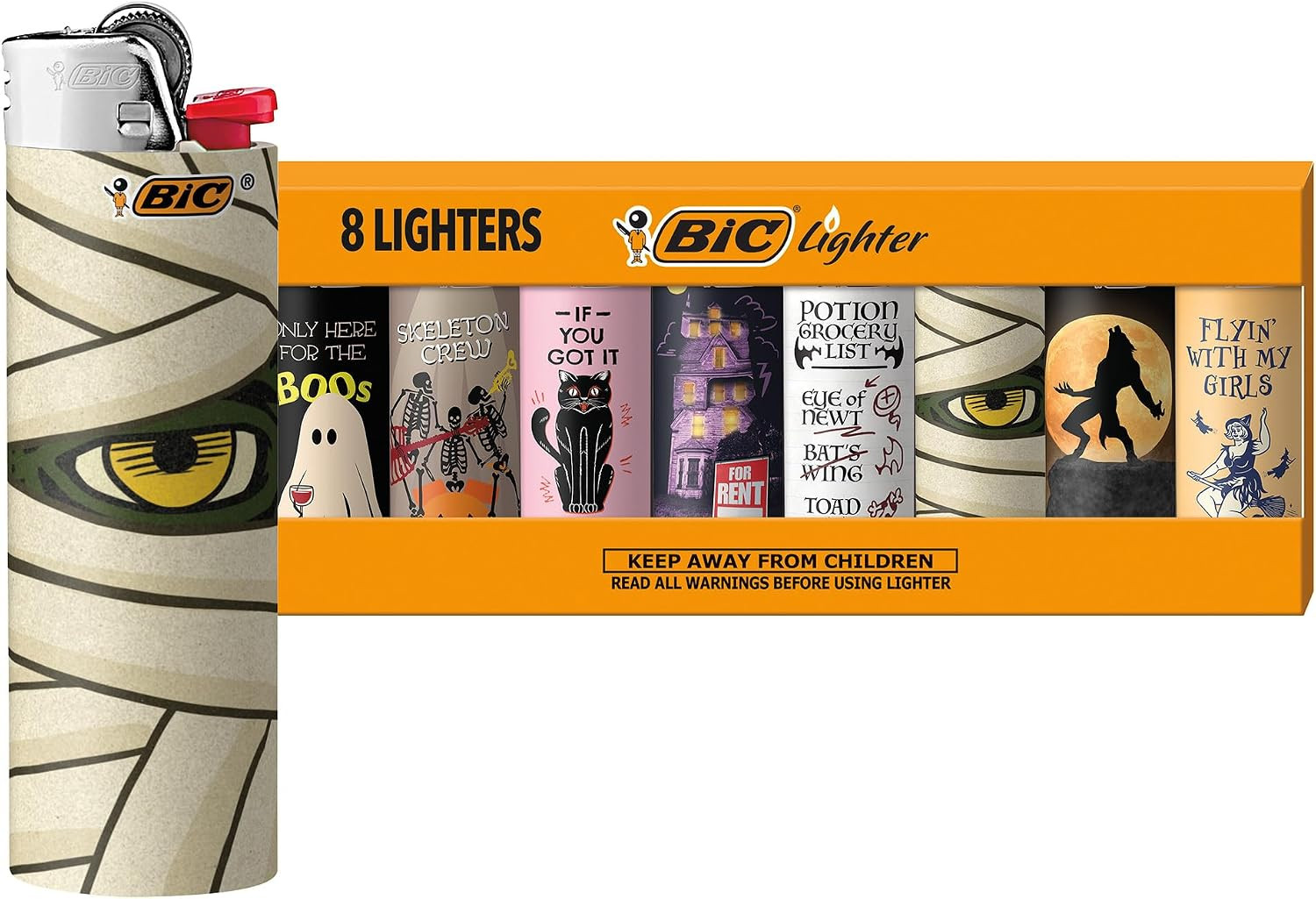 Maxi Pocket Lighter, Special Edition Spooky Series, Halloween-Inspired Designs,