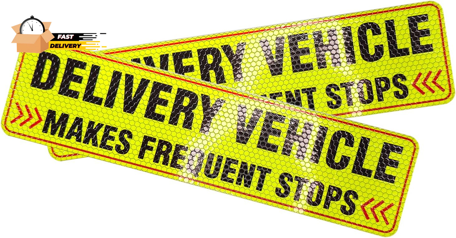 2PCS Reflective Delivery Driver Magnet for Car, Waterproof Frequent Stops Safet