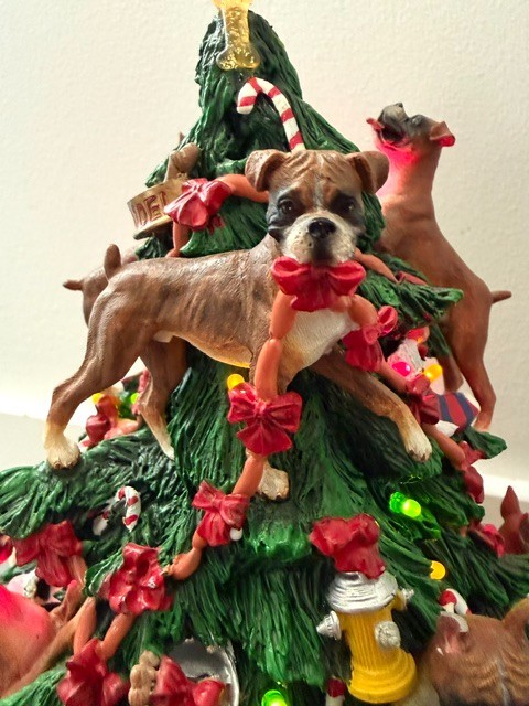 Danbury Mint Light Up Boxer Dog Christmas Tree