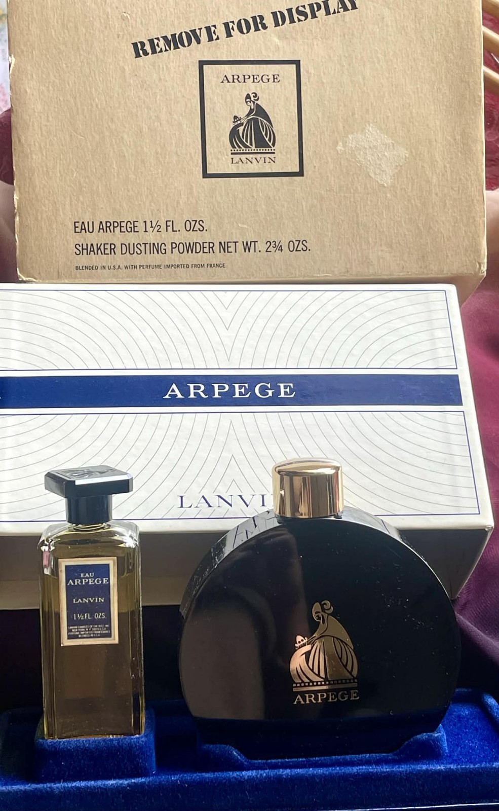 VINTAGE ARPEGE LANVIN SET Eau Arpege 1 1/2 oz & Powder 2 3/4 oz sealed  FRANCE