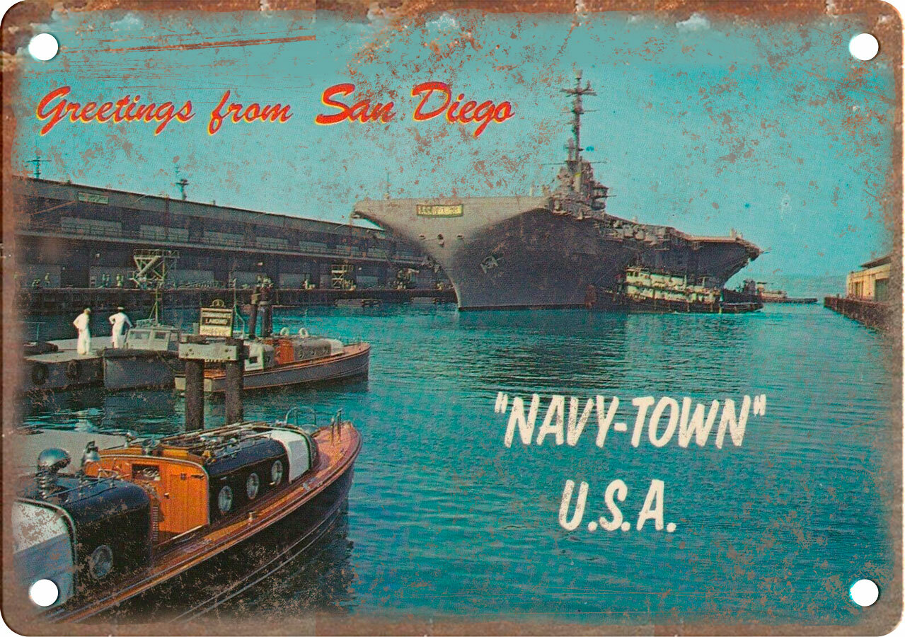 San Diego Navy Town Greetings From Postcard 12\