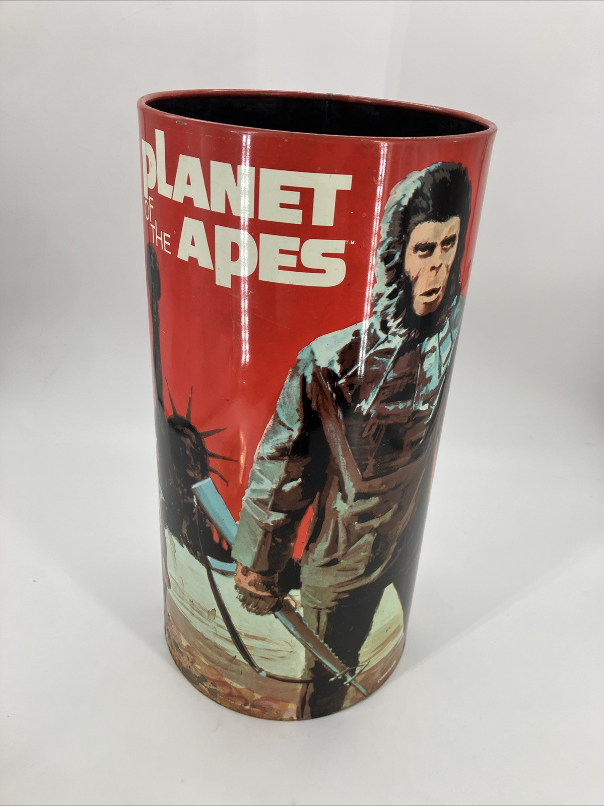 Vintage Cheinco 1967 Planet of the Apes Metal Garbage Trash Can