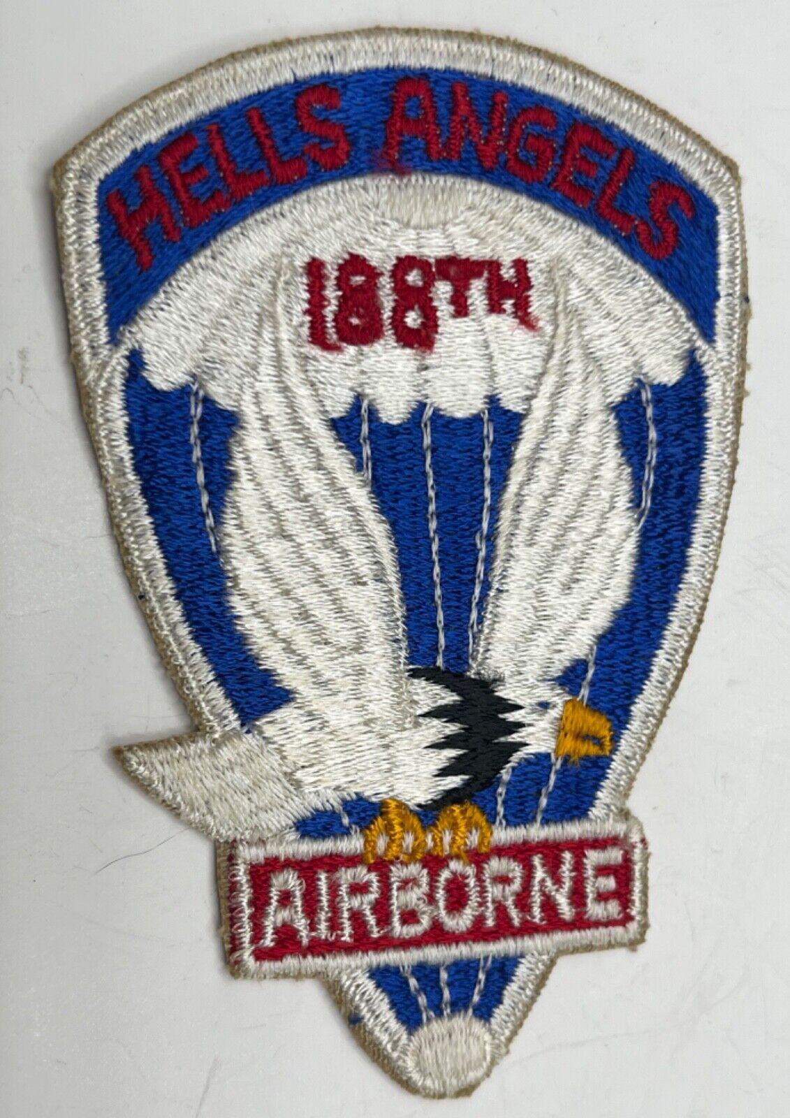 RARE ORIGINAL US 188th AIRBORNE INFANTRY PATCH HELLS ANGELS 1952  1957 WHITEBACK