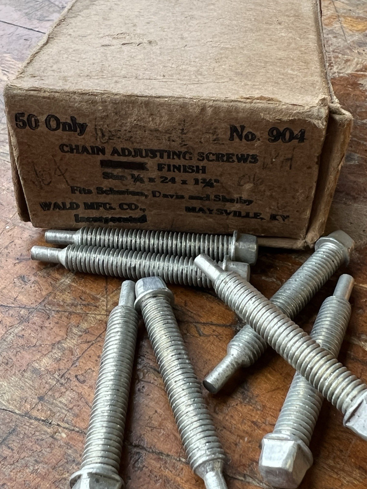 Pair NOS Wald Prewar Balloon Chain Adjuster Screws 1/4x24x1 3/4 Schwinn Shelby