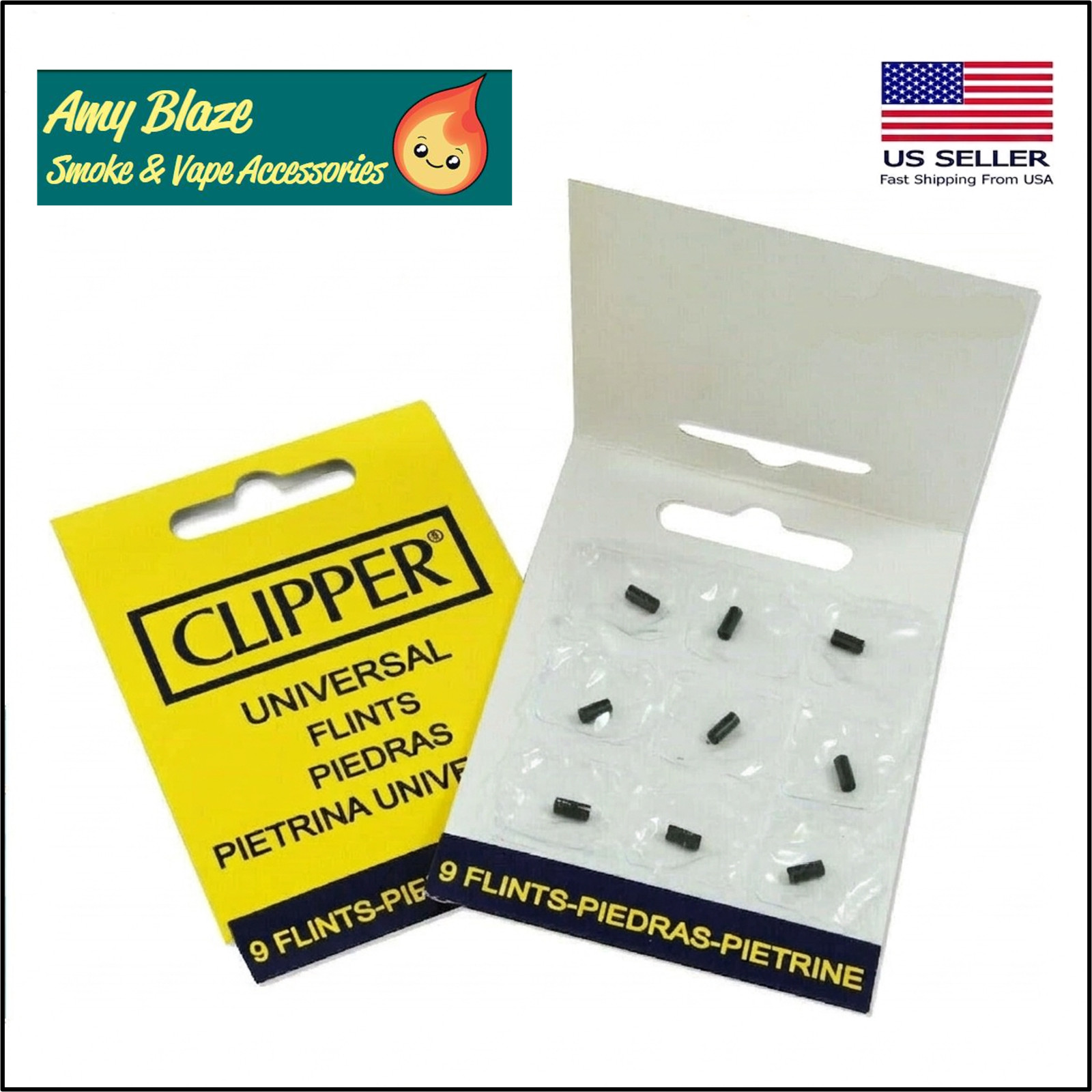 NEW Genuine Clipper Lighter Flints Flint -  1 Pack of 9 Flints - USA Shipper