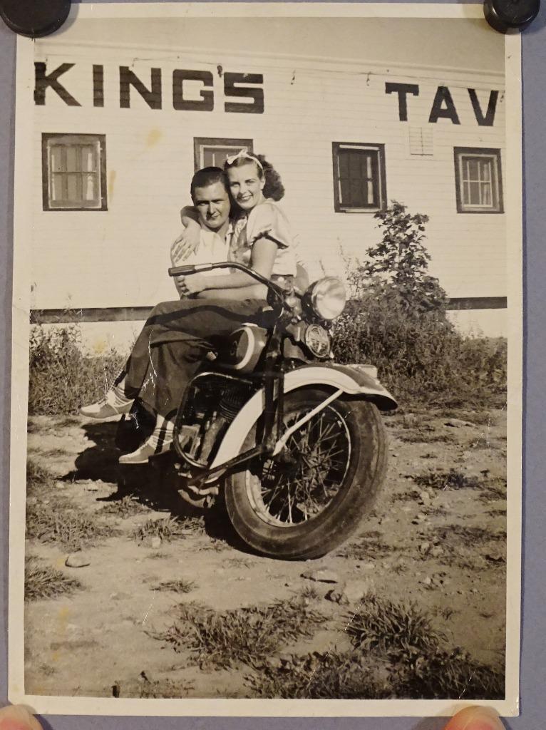 c1950 Motorcycle in front of (possible Freddy) King's Tavern Minneapolis B9S3