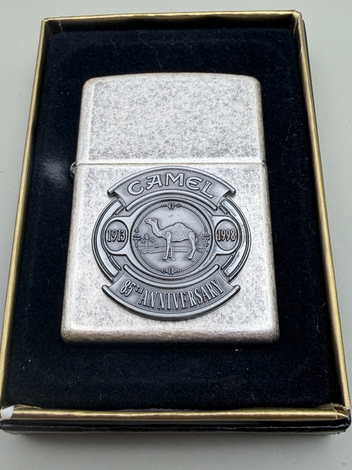 Camel 85th Anniversary Emblem Vintage 1997 Antique Silver Zippo Lighter NEW B40