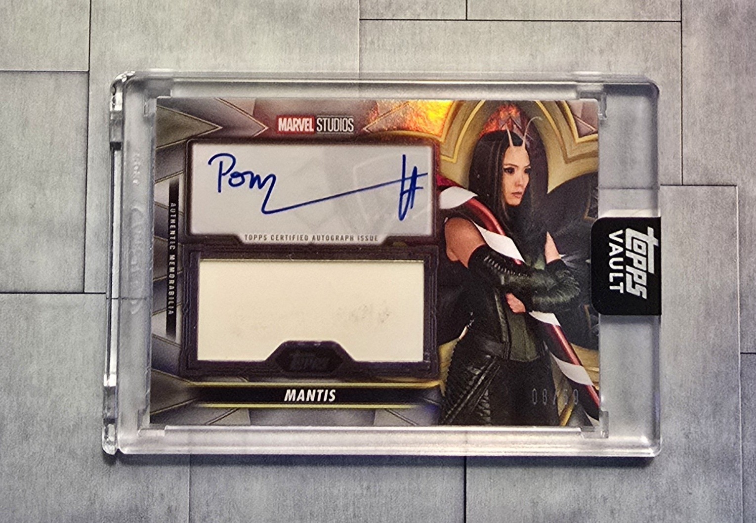 2026 Topps Vault Marvel Mantis Candy Cane Auto Set Relic 08/50 Pom Klementieff