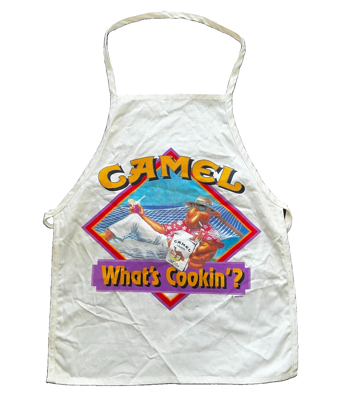 Vtg 90s Joe Camel Cigarettes Cookout Apron Kitchen Diner What\'s Cookin?