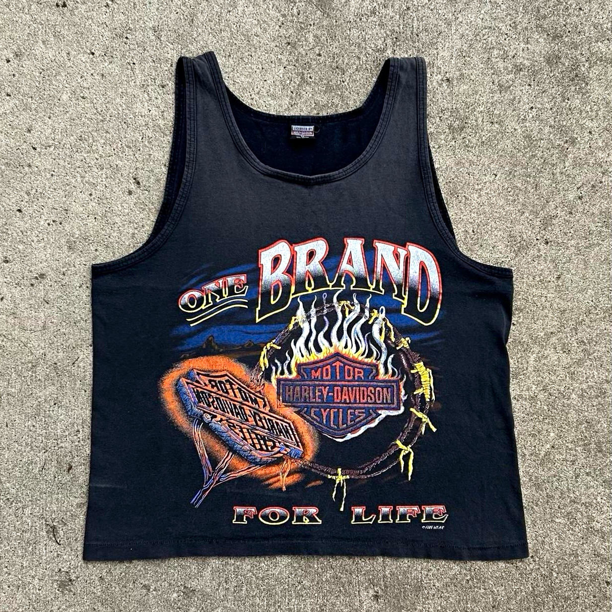 Vintage Harley Davidson Tank Top Shirt M One Brand For Life Fun Wear 90s Single