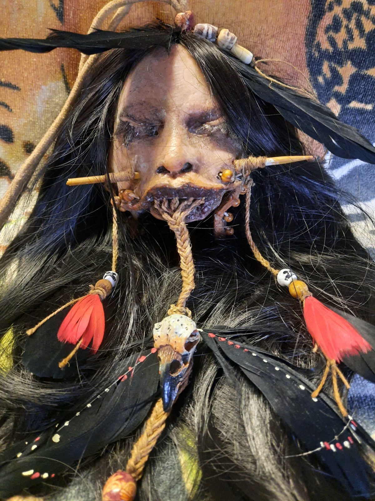 MUSEUM QUALITY SHRUNKEN HEAD REPLICA, WITCH TALISMAN , HAUNTED, HOODOO, VOODOO