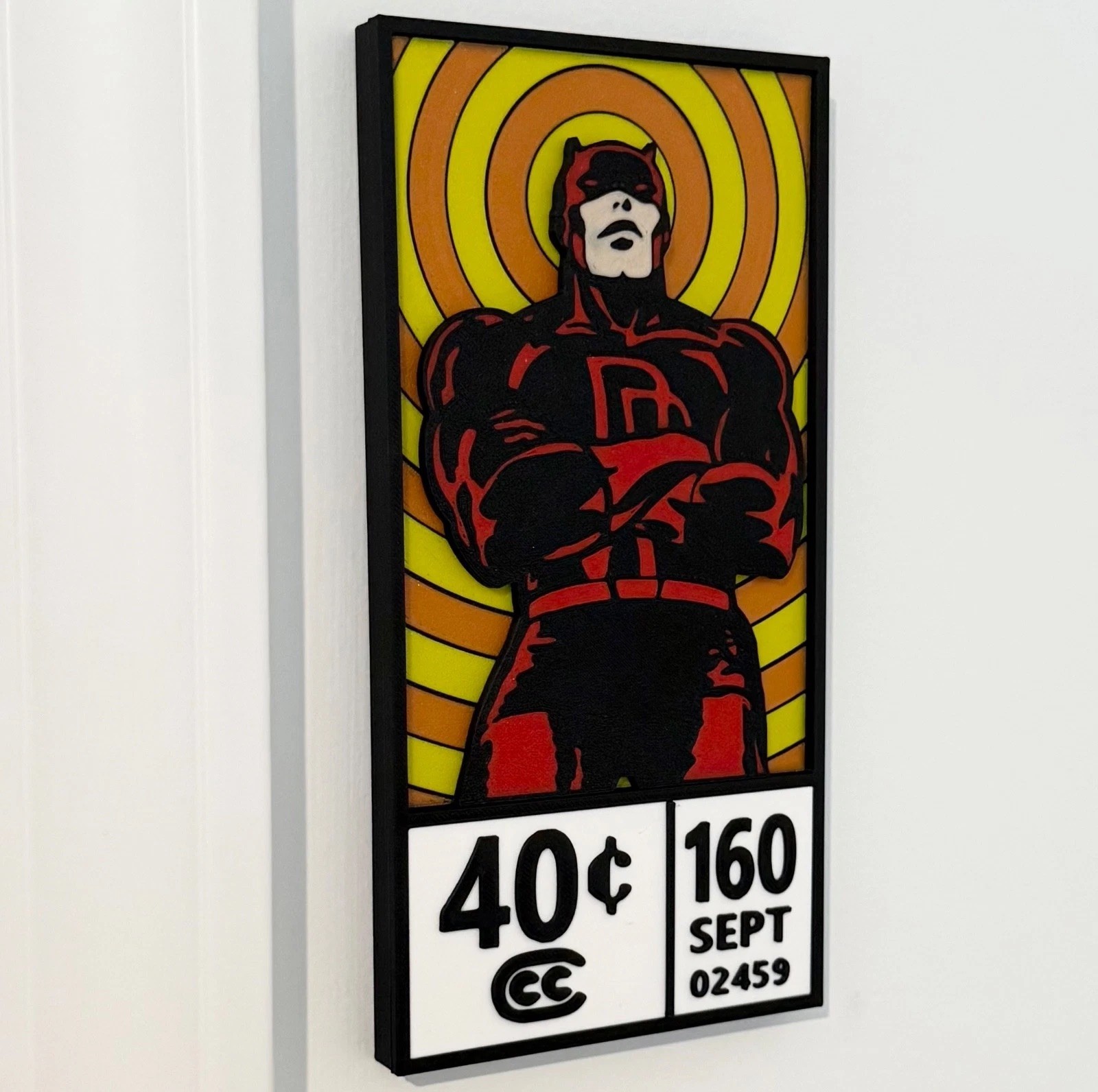 Daredevil Marvel Corner Box Logo Hanging Sign 3D Printed PLA Wall Desk Shelf Art