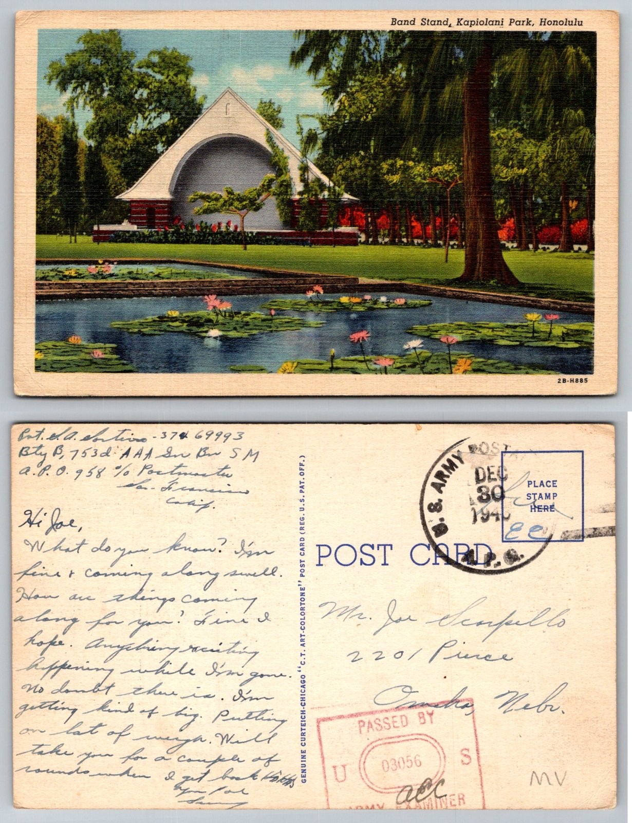 Band Stand Kapiolani Park Honolulu Hawaii Curt Teich Postcard