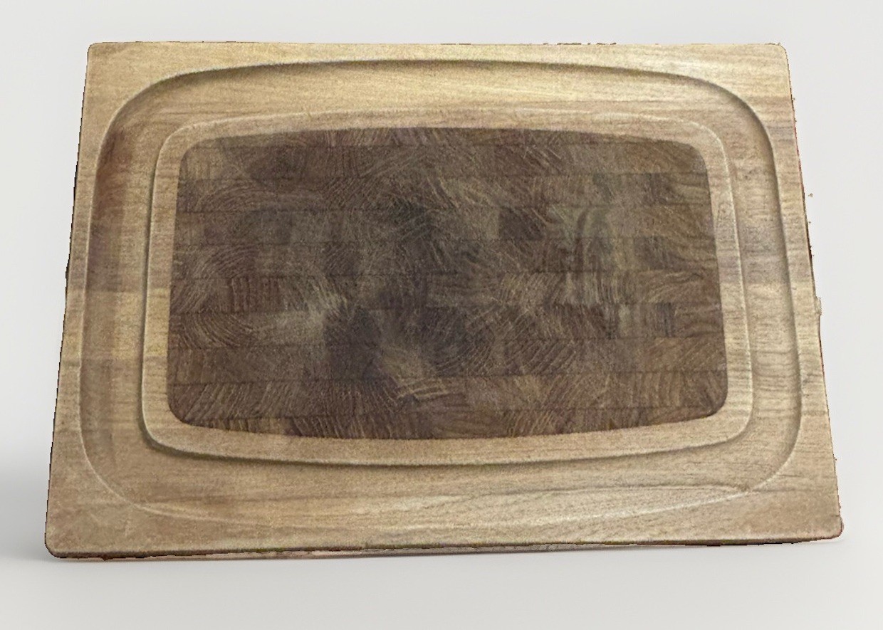 Vtg Kalmar Teak Cutting Board Serving Tray Charcuterie MCM Checker