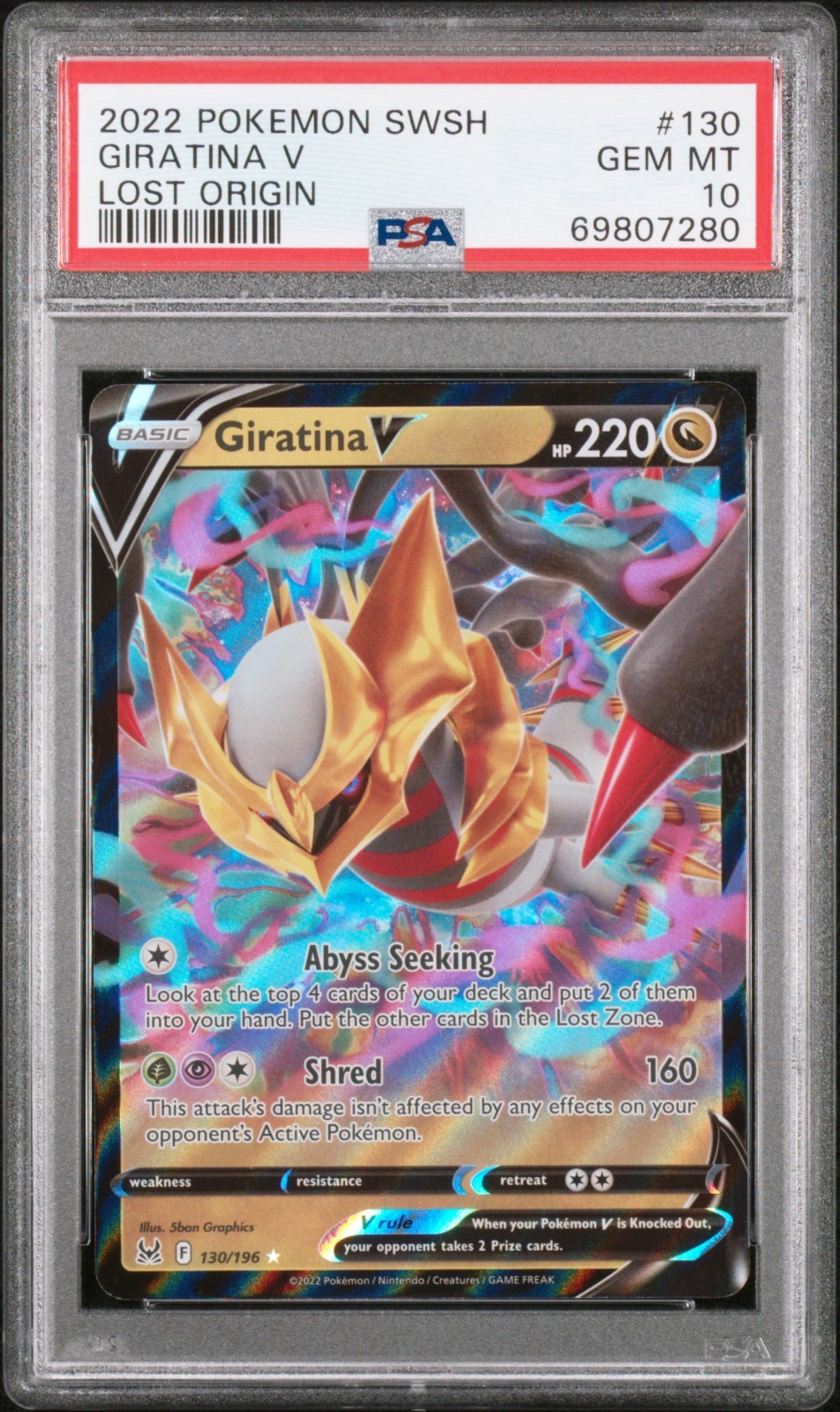 Pokémon TCG Giratina V Sword & Shield Lost Origin 130/196 Holo Ultra Rare PSA 10
