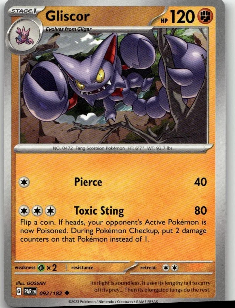 Pokémon SV04: Paradox Rift - Gliscor #092/182 Pokémon SV04: Paradox Rift - Gliscor #092/182