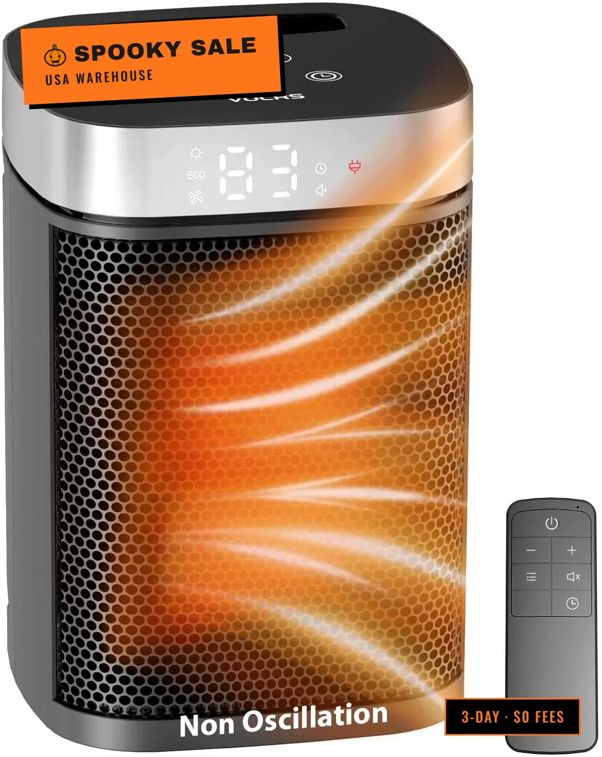 Small Portable Space Heater for Indoor Use - 1500W PTC Electric Heater with Ther