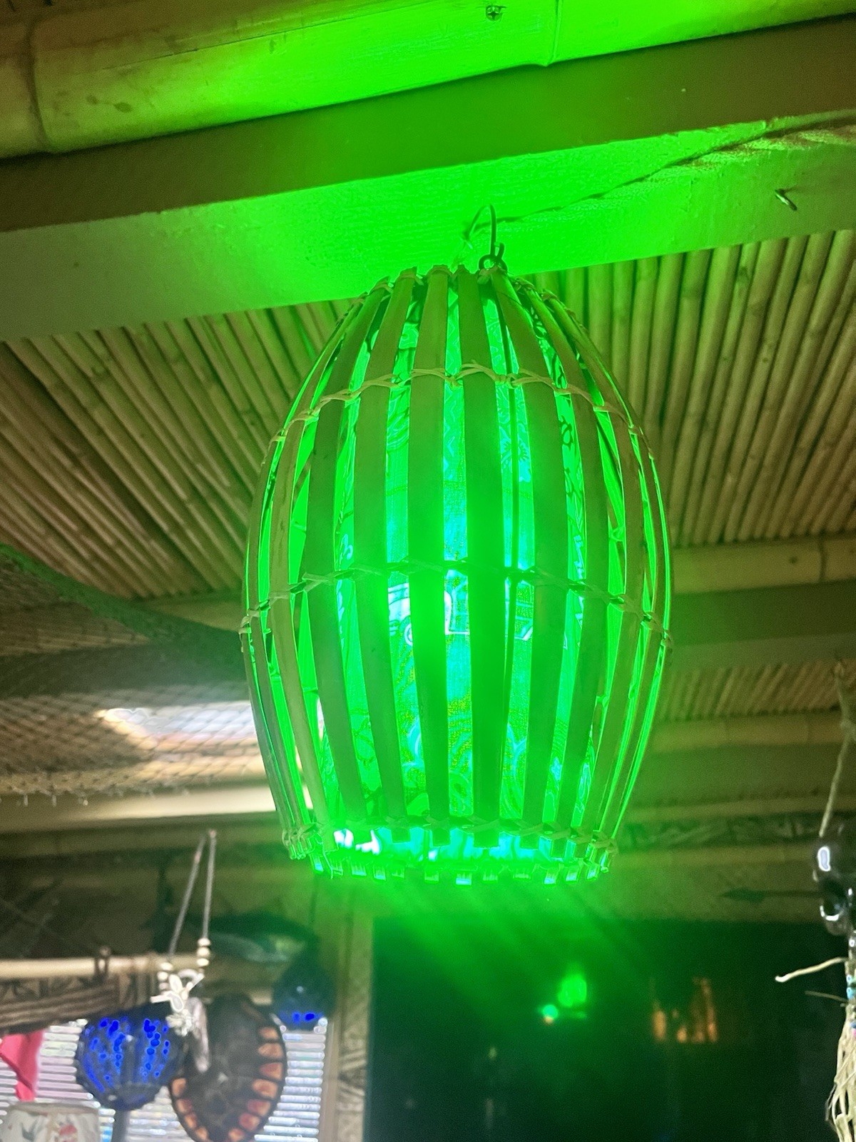 NEW Retro Rattan Lamp W/turtles and Woodies Oceanic Green Bulb T