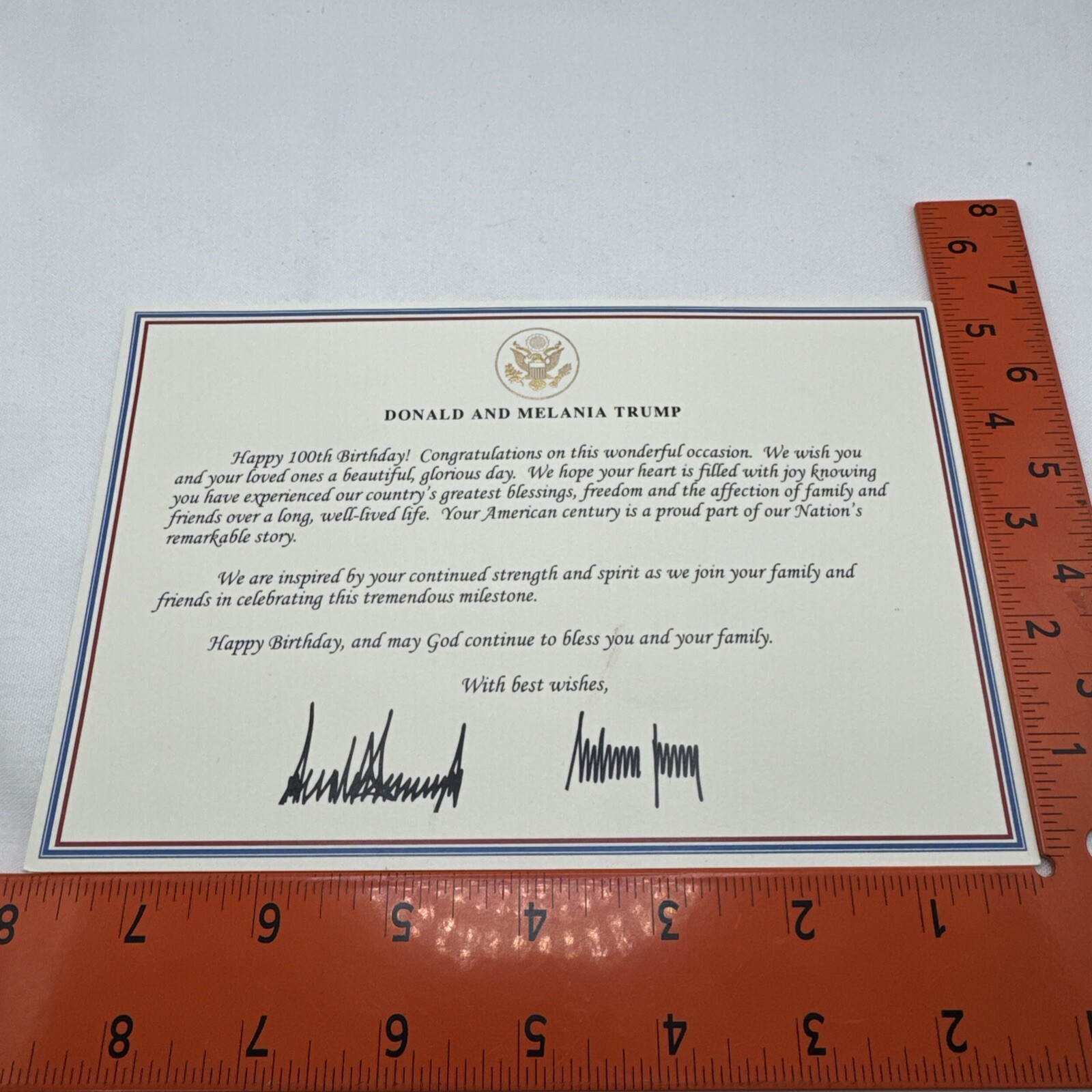 Happy 100th Birthday Donald Trump Card Melania From White House