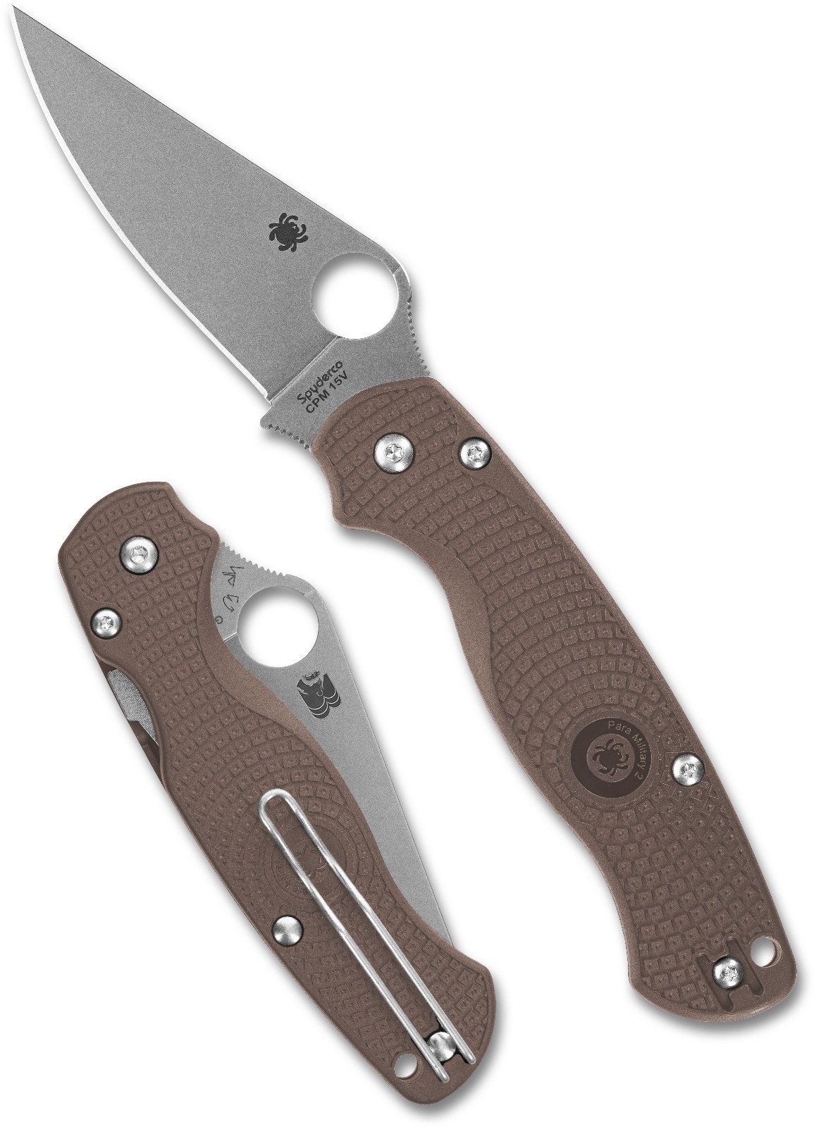 SPYDERCO Para Military 2 Lightweight, Brown CPM 15V Steel Blade, C81PBN15V2