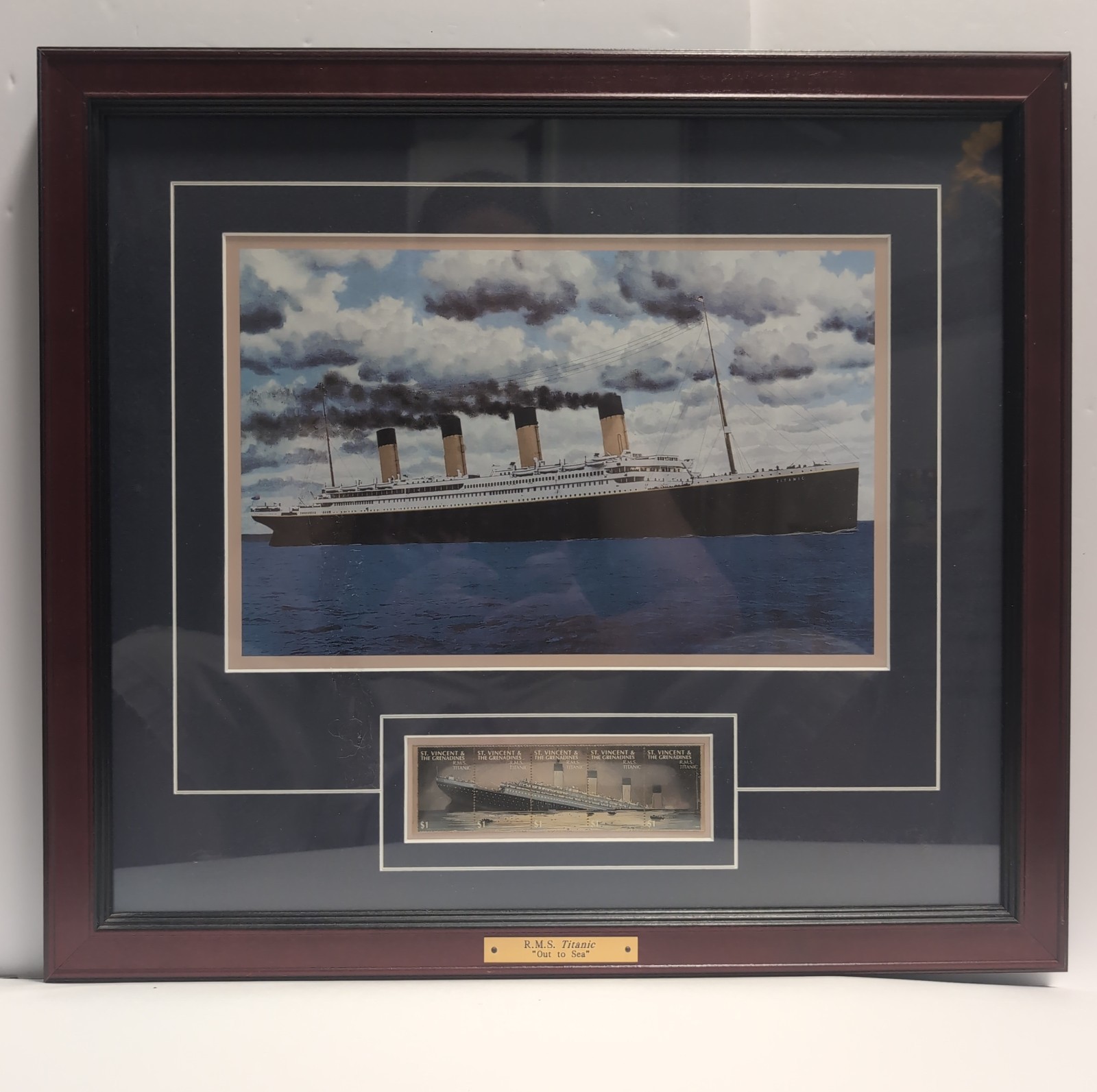 Vintage R.M.S. Titanic Out To Sea Print Postal Commemorative Stamps 20x18